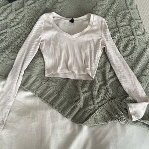 Cropped Long Sleeve Baby Pink Top